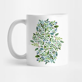 Seasonal branches and berries -  green and red Mug